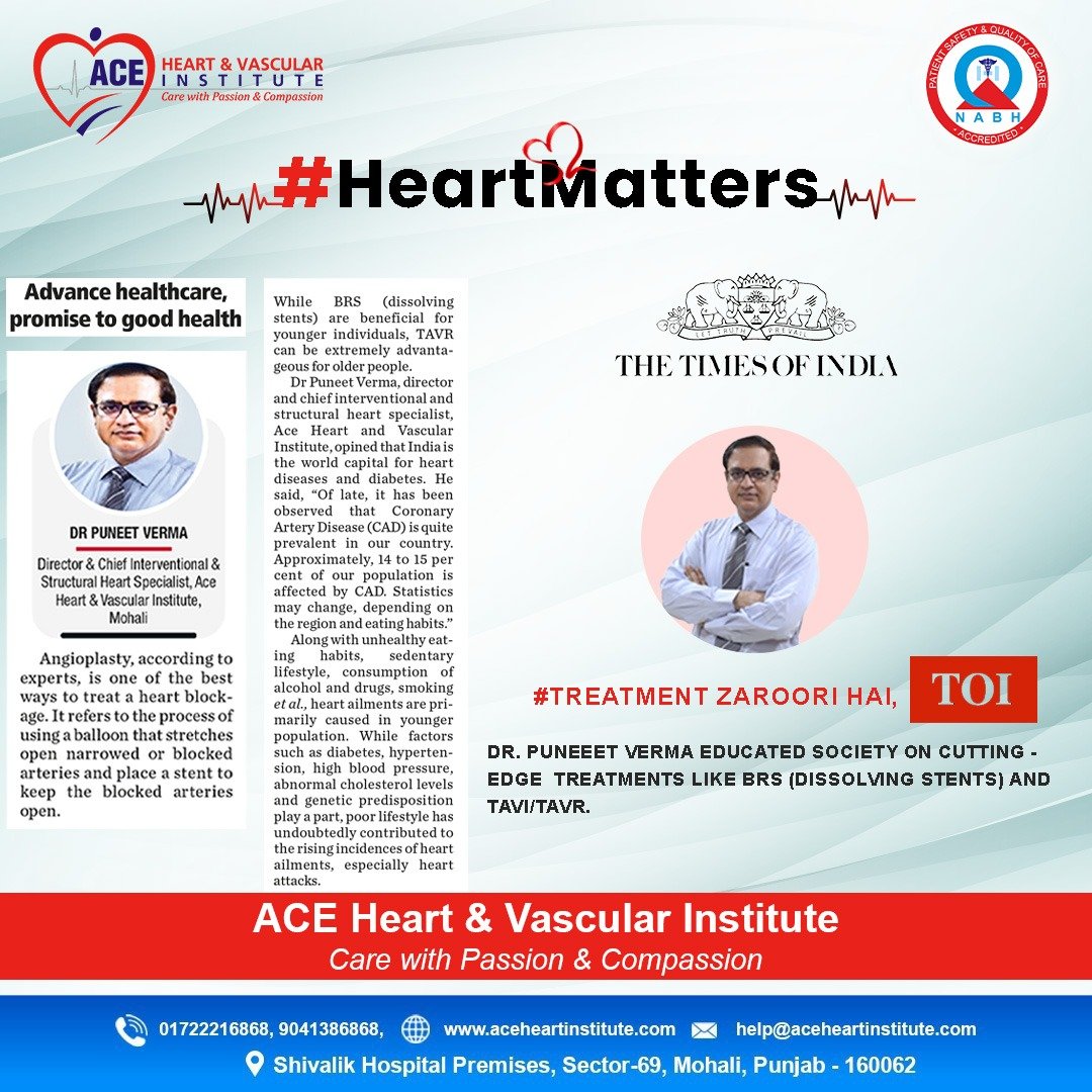 Heart Matters poster with Dr. Puneet Verma, featuring heart health tips and ACE Heart and Vascular Institute contact details.